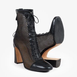 Alexandre Birman Black Mesh Block Heel Booties